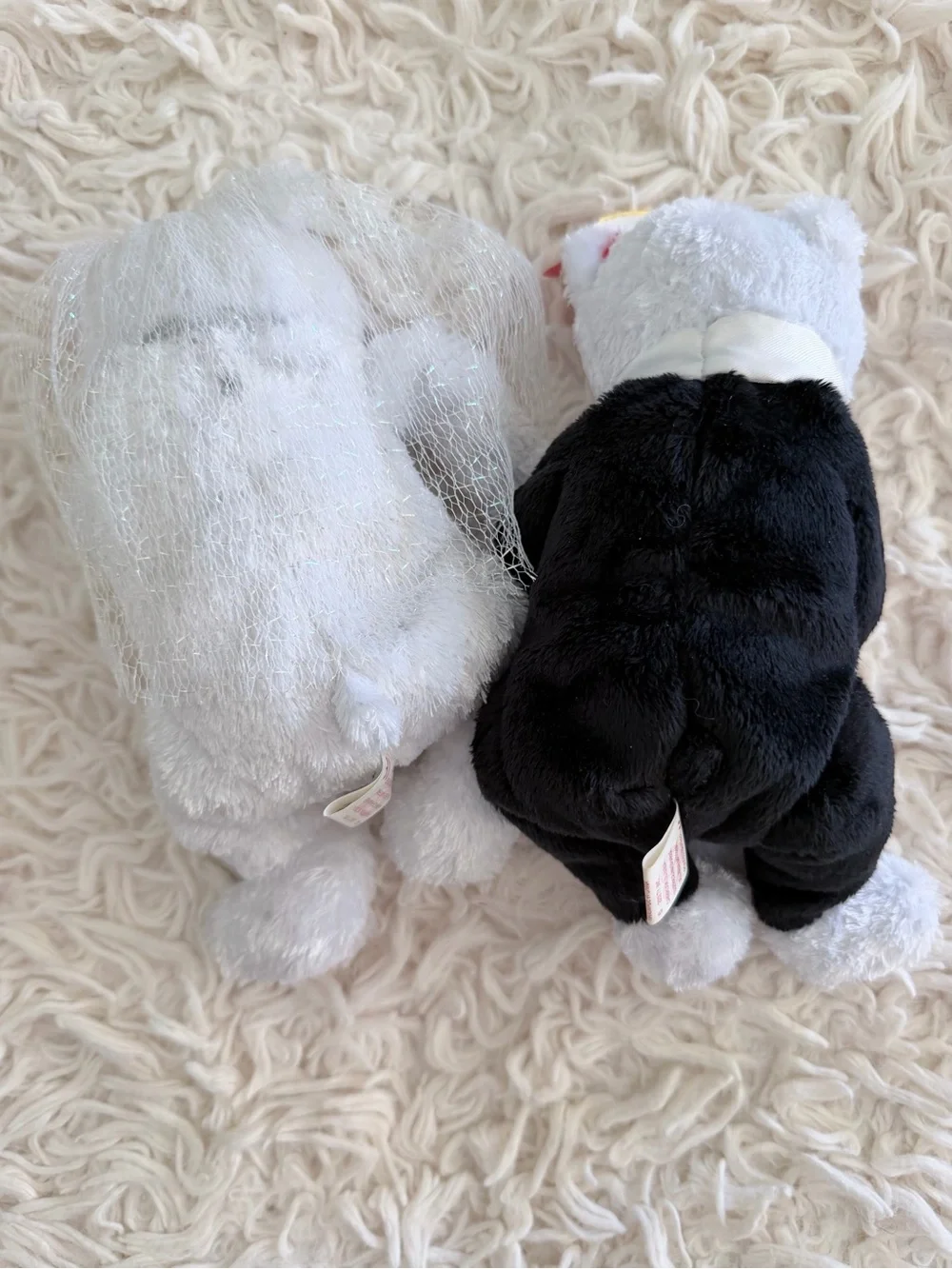 💍 Ty Plush Retired Bride and Groom Bears in White and Black (2002) - NWT